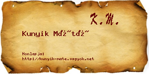 Kunyik Máté névjegykártya